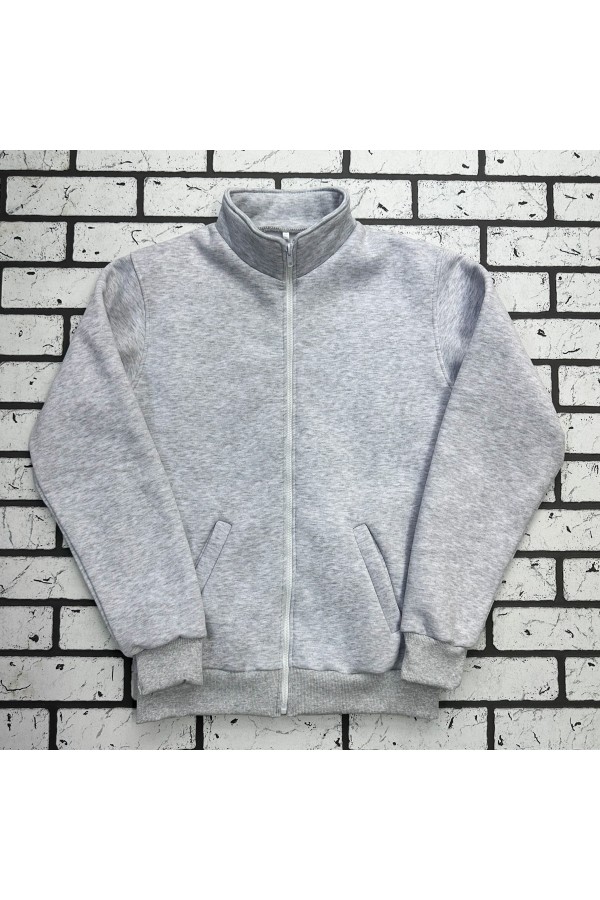 Мужская светло серая олимпийка утепленная   Магазин Толстовок Мужские Теплые Олимпийки на молнии из футера на зиму 320гр/м.кв 