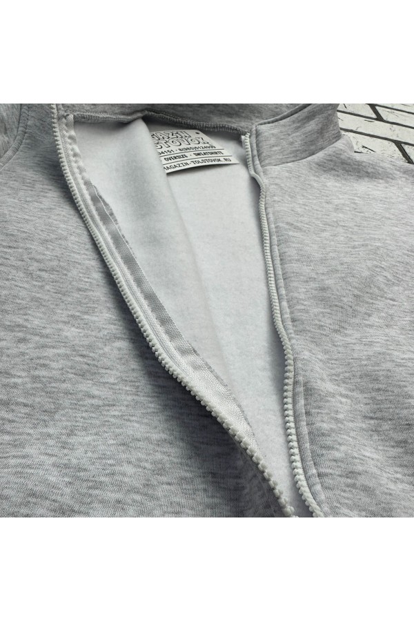 Мужская светло серая олимпийка утепленная   Магазин Толстовок Мужские Теплые Олимпийки на молнии из футера на зиму 320гр/м.кв 