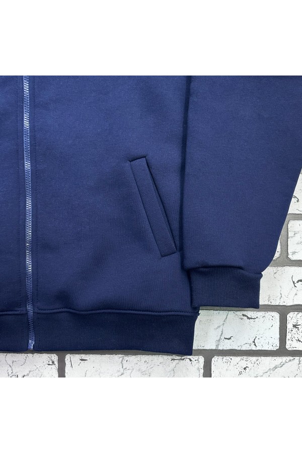 Мужская темно-синяя олимпийка утепленная   Магазин Толстовок Мужские Теплые Олимпийки на молнии из футера на зиму 320гр/м.кв 