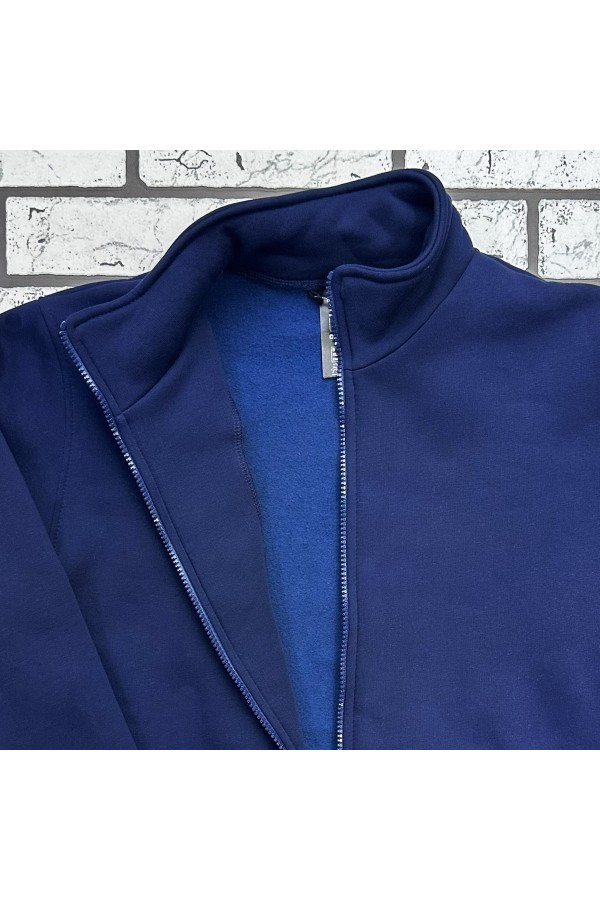 Мужская темно-синяя олимпийка утепленная   Магазин Толстовок Мужские Теплые Олимпийки на молнии из футера на зиму 320гр/м.кв 