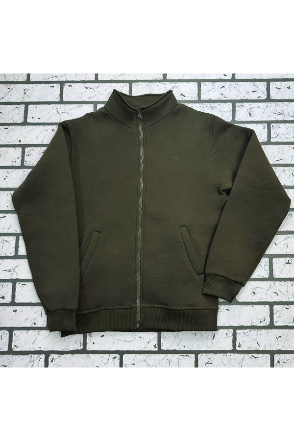 Мужская олимпийка утепленная хаки   Магазин Толстовок Мужские Теплые Олимпийки на молнии из футера на зиму 320гр/м.кв 