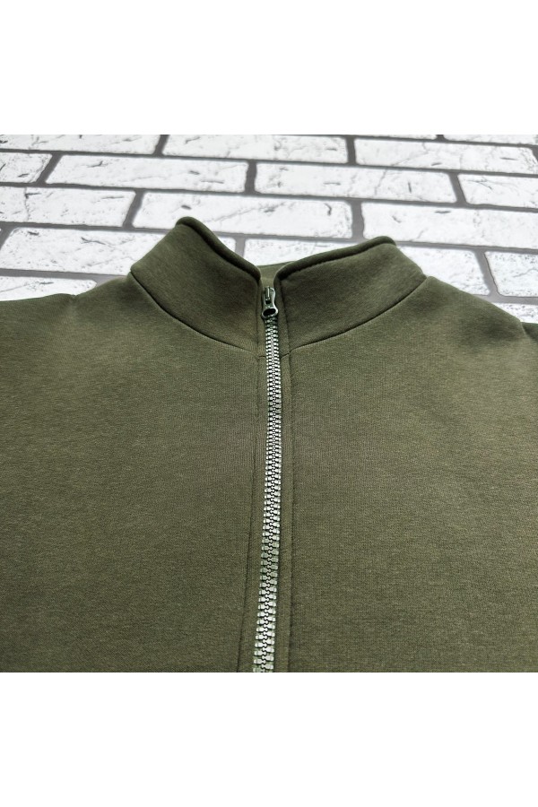 Мужская олимпийка утепленная хаки   Магазин Толстовок Мужские Теплые Олимпийки на молнии из футера на зиму 320гр/м.кв 