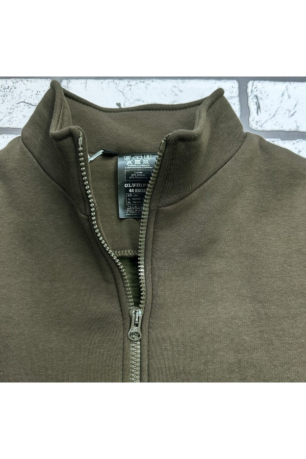 Мужская олимпийка утепленная хаки   Магазин Толстовок Мужские Теплые Олимпийки на молнии из футера на зиму 320гр/м.кв 