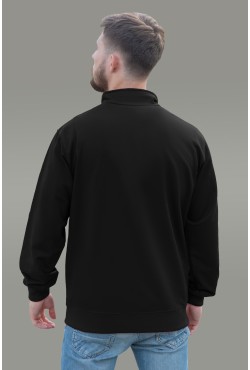 Мужская олимпийка на молнии черная плотная демисезонная без начеса Мужская олимпийка на молнии черная плотная демисезонная без начеса