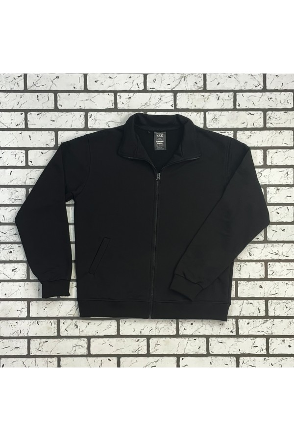  Black Olympic sweatshirt man demisezon XS-44-Unisex-(Мужской)    Мужская олимпийка на молнии черная плотная демисезонная без начеса 