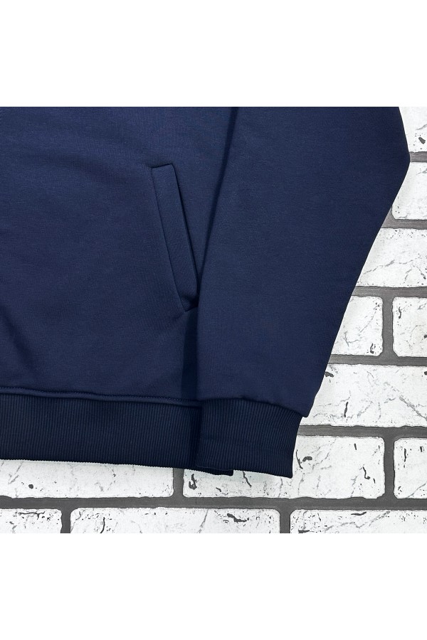 Мужская олимпийка на молнии темно-синяя плотная демисезонная без начеса   Магазин Толстовок Мужские олимпийки на демисезон из футера 3-нитка без начеса