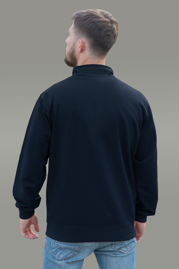 Мужская олимпийка на молнии темно-синяя плотная демисезонная без начеса   Магазин Толстовок Мужские олимпийки на демисезон из футера 3-нитка без начеса