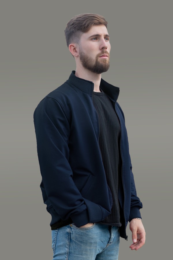 Мужская олимпийка на молнии темно-синяя плотная демисезонная без начеса   Магазин Толстовок Мужские олимпийки на демисезон из футера 3-нитка без начеса