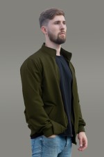  Khaki Olympic sweatshirt man demisezon S-46-Unisex-(Мужской)    Мужская олимпийка на молнии хаки плотная демисезонная без начеса 