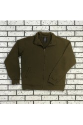 Мужская олимпийка на молнии хаки плотная демисезонная без начеса