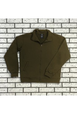 Мужская олимпийка на молнии хаки плотная демисезонная без начеса