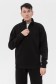  Pullover Sweatshirt  BLACK Man S-46-Unisex-(Мужской)    Мужской черный пуловер - свитшот с укороченной молнией теплый 