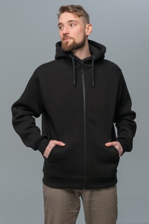Мужская премиум черная худи на молнии