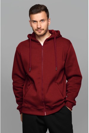 Мужская премиум бордовая худи на молнии