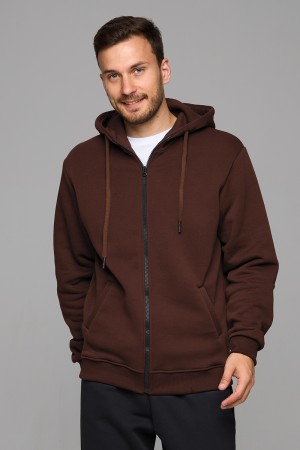 Мужская коричневая премиум худи на молнии