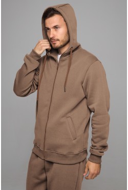 Мужская худи цвет шоколад премиум на молнии