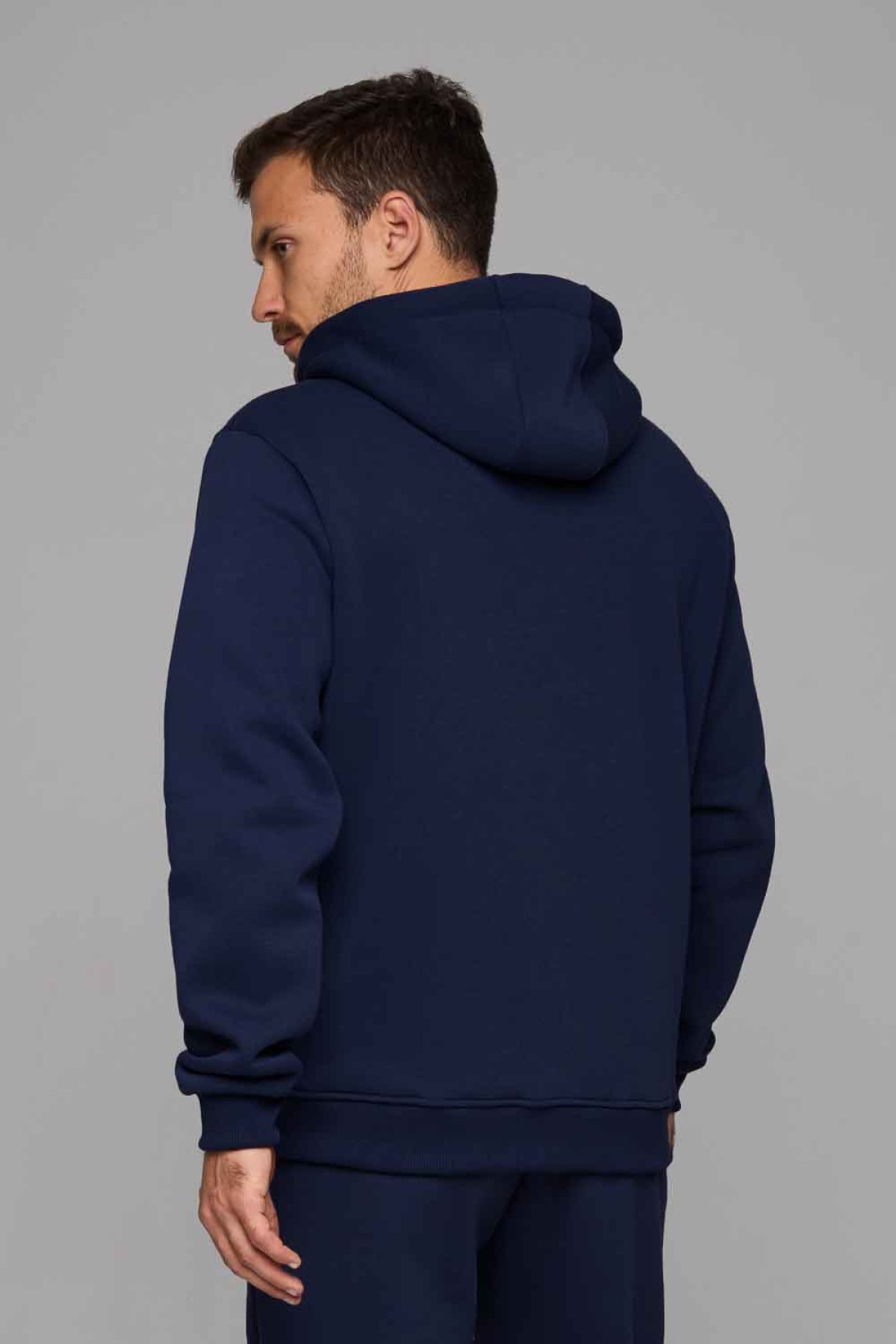 Мужская премиум темно-синяя худи на молнии — фото 4