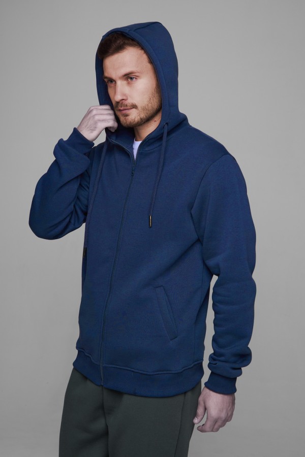  Premium zip-hoodie dark blue S-46-Unisex-(Мужской)    Мужская премиум темно-синяя худи на молнии 