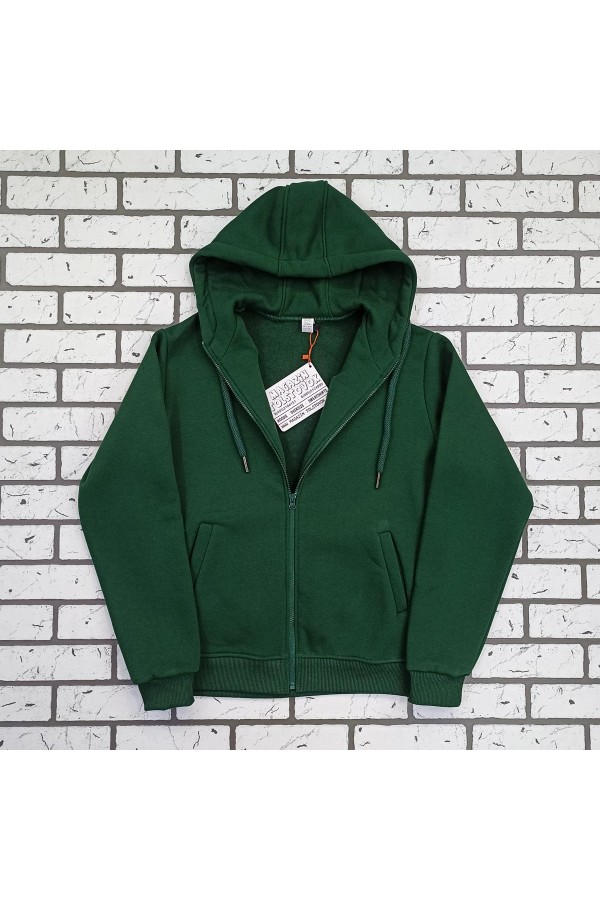 Темно-зеленая худи на молнии женская премиум   Магазин Толстовок Зип худи женское премиум