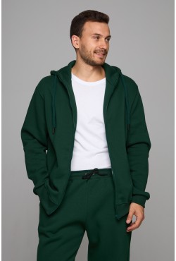 Мужская премиум темно-зеленая худи на молнии