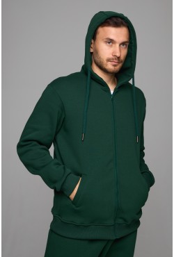 Мужская премиум темно-зеленая худи на молнии