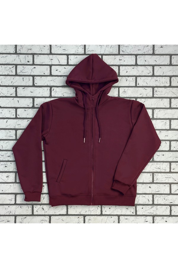  Zip hoodie bordo demiseazon man XS-44-Unisex-(Мужской)    Мужская премиум бордовая худи на молнии без начеса 320 гр/м 