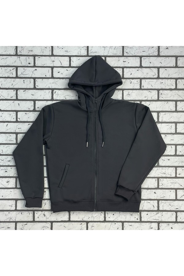  Zip hoodie graphite demiseazon man XS-44-Unisex-(Мужской)    Мужская премиум графитовая худи на молнии без начеса 320 гр/м 