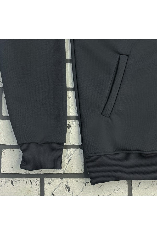 Мужская премиум графитовая худи на молнии без начеса 320 гр/м   Магазин Толстовок Premium Zip Hoodie без начеса на петле мужские