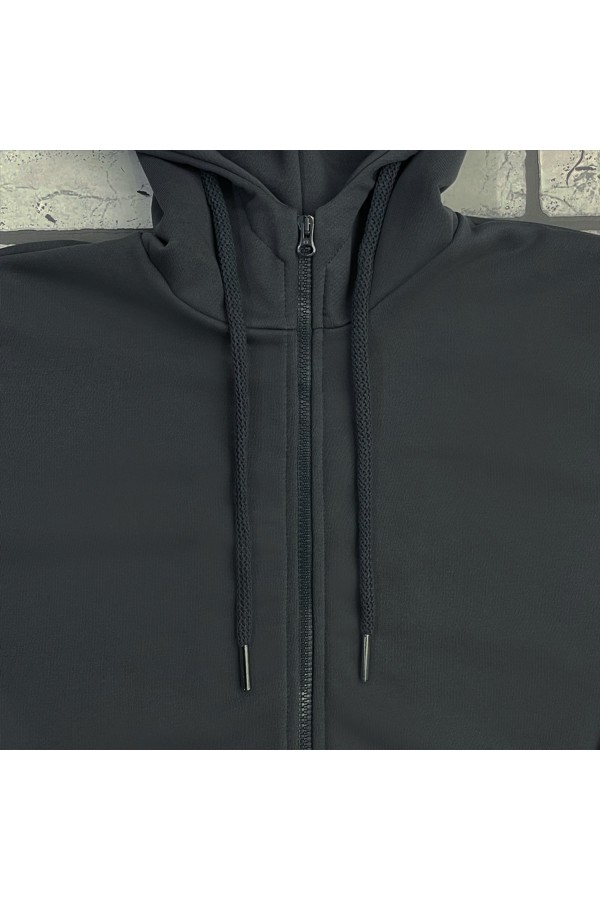 Мужская премиум графитовая худи на молнии без начеса 320 гр/м   Магазин Толстовок Premium Zip Hoodie без начеса на петле мужские