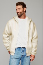 Мужская молочная премиум худи на молнии