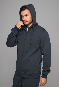 Мужская премиум графитовая худи на молнии