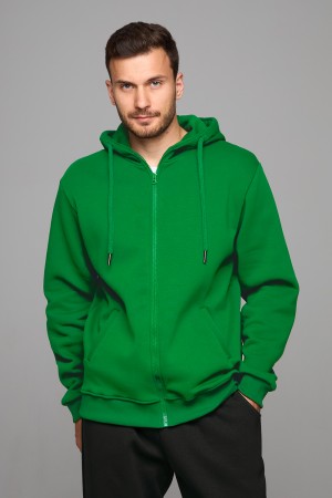 Мужская премиум зеленая худи на молнии