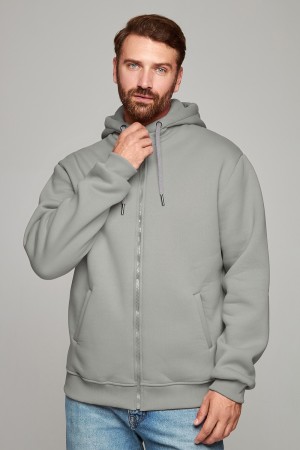 Мужская премиум худи на молнии цвет Middle Grey (средне серый)