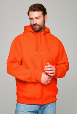 Мужская оранжевая премиум худи на молнии