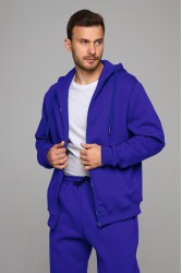 Мужская премиум васильковая худи на молнии