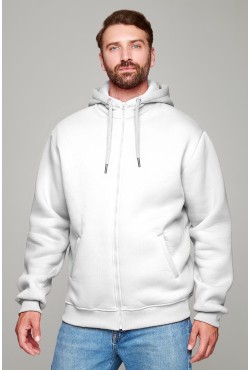 Мужская премиум белая худи на молнии