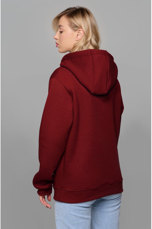 Бордовая худи на молнии женская премиум   Магазин Толстовок Зип худи женское премиум