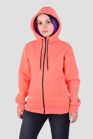 Розовая толстовка на молнии женская с капюшоном премиум
