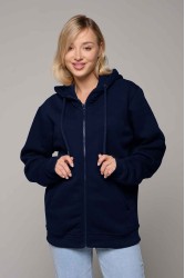 Темно-синяя худи на молнии женская премиум