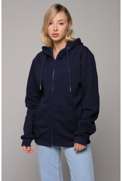 Темно-синяя худи на молнии женская премиум