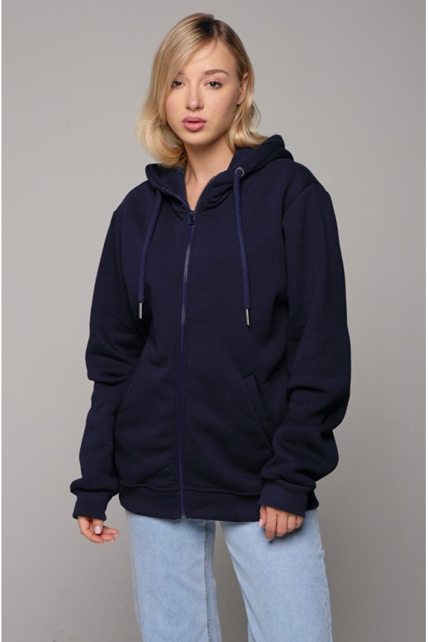 Темно-синяя худи на молнии женская премиум   Магазин Толстовок Зип худи женское премиум
