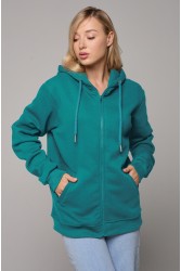 Изумрудная худи на молнии женская премиум
