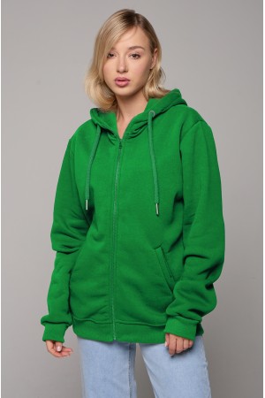Ярко-зеленая худи на молнии женская премиум