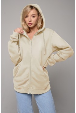Молочная худи на молнии женская премиум
