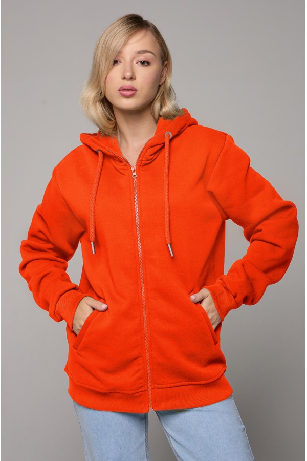  Premium orange zip hoodie woman L-44-46-Woman-(Женский)    Оранжевая худи на молнии женская премиум 