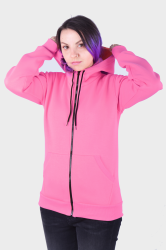 Толстовка на молнии женская светло-розовая с капюшоном премиум