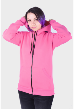 Толстовка на молнии женская светло-розовая с капюшоном премиум