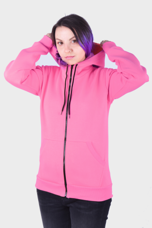 Толстовка на молнии женская светло-розовая с капюшоном премиум