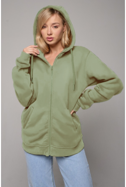 Фисташковая худи на молнии женская премиум