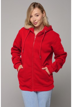 Красная худи на молнии женская премиум